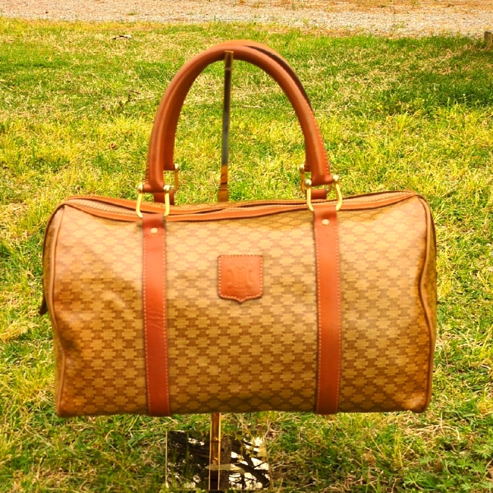 Celine GUC Macadam Coated Canvas Boston Bag CALLOUTS